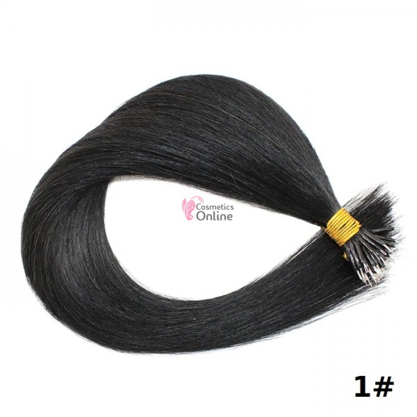Extensii din Par Natural Remy Nano Ring dreapta Brunet de 50 cm, cu 50 de bucati Cod NR2001